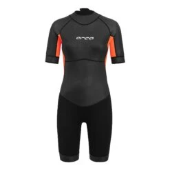 Orca Vitalis Shorty Open Water Damen Kurzarm-Neoprenanzug Schwarz/dunkelgrau/orange